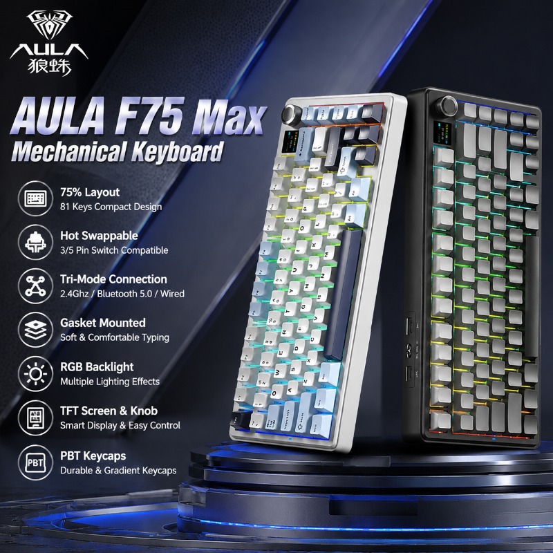 Pc Gaming Keyboard - Teclado Mecânico AULA F75 Max, Layout