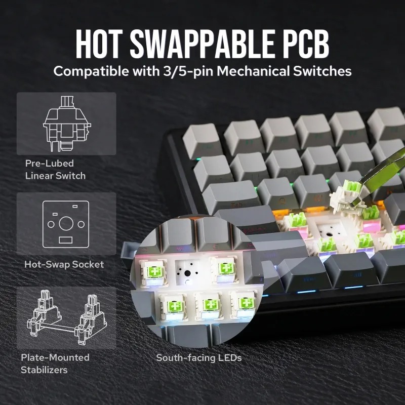 Teclado Mecânico AULA F75 Max, - Pc Gaming Keyboard avaliação e preço