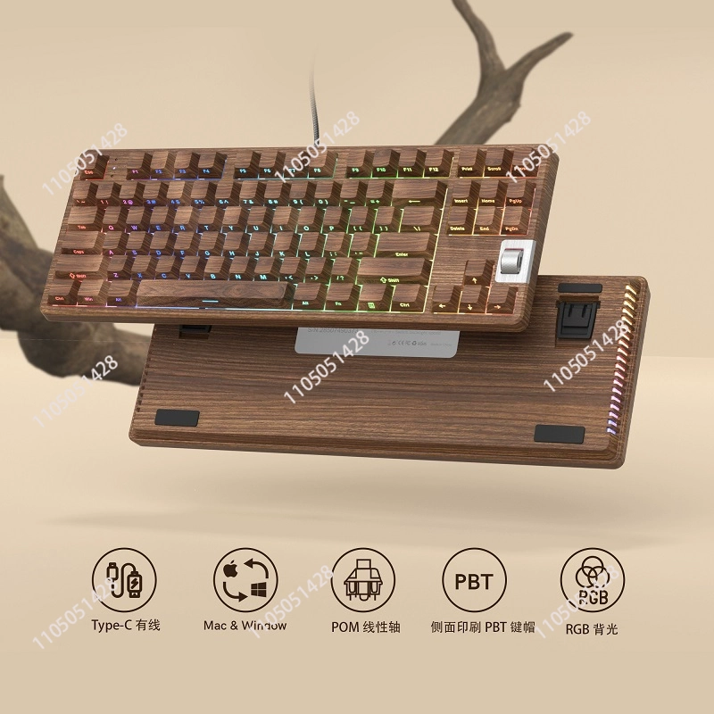 F87 nogueira 75% teclado mecân - Pc Gaming Keyboard avaliação e preço